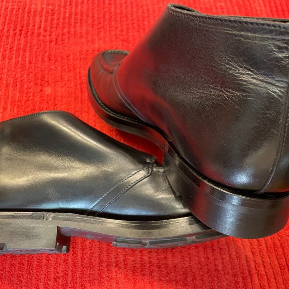 Prada Mens Buckle Boots Black Leather Mid Calf Round Toe Made In Italy - Picture 10 of 16